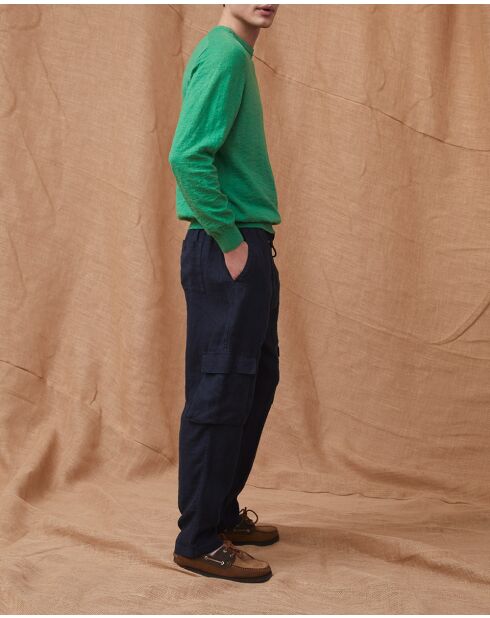 Pantalones Vance azul marino 100% lino