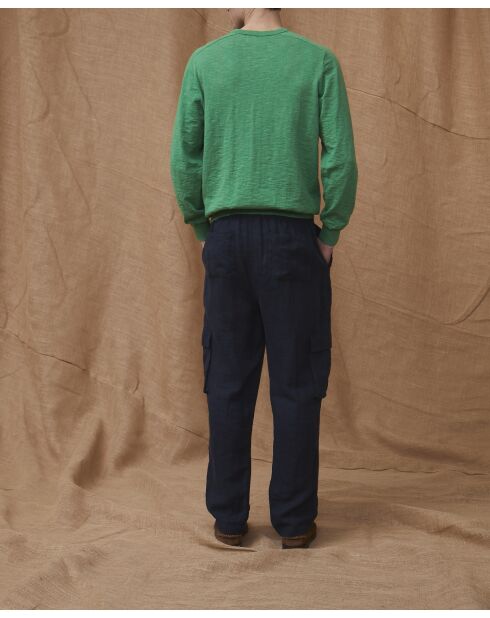 Pantalones Vance azul marino 100% lino