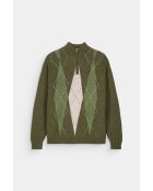 Ronnie trui van kaki jacquard-alpacamix