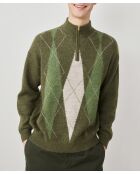 Ronnie trui van kaki jacquard-alpacamix