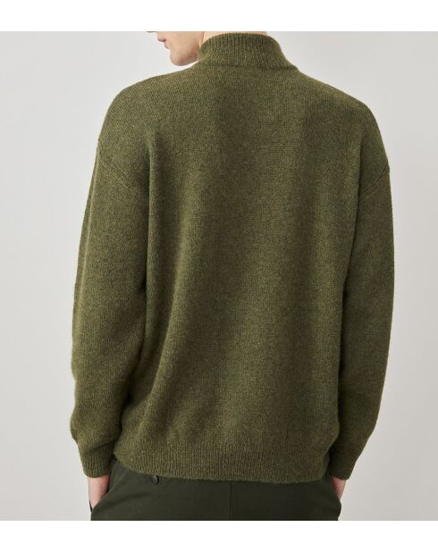 Pullover Ronnie khaki in misto alpaca jacquard