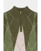 Ronnie trui van kaki jacquard-alpacamix
