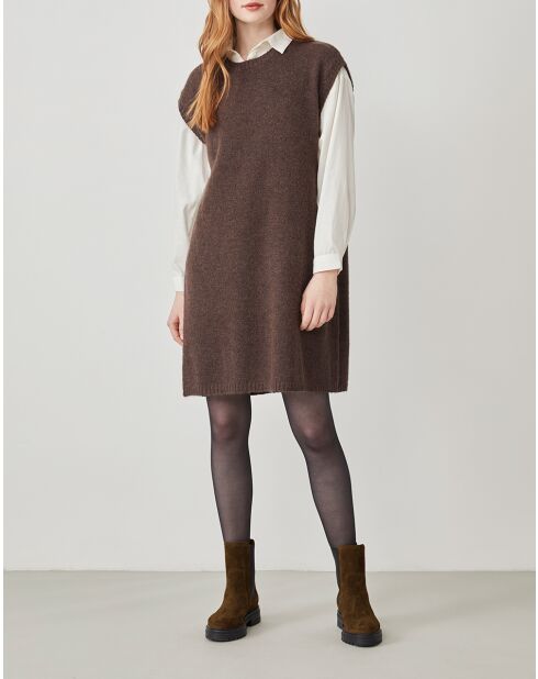 Abito Myrella in misto alpaca color cioccolato screziato