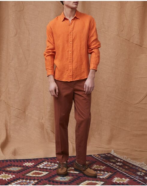 Valmir hemd van 100% linnen met mandarijn
