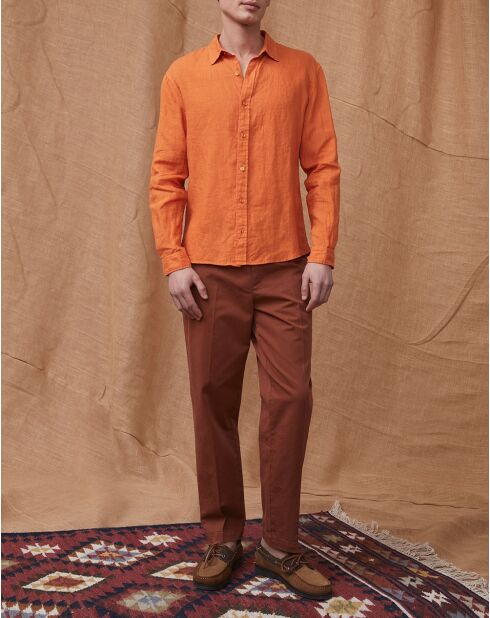 Camicia Valmir tangerine 100% lino