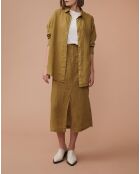 Laula khaki overhemd van 100% linnen