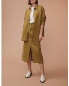 Laula khaki overhemd van 100% linnen