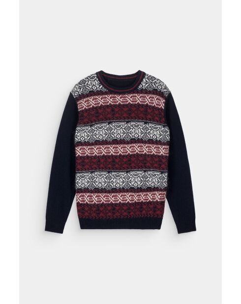 Pullover Romuald in jacquard in misto lana blu