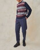 Pullover Romuald in jacquard in misto lana blu