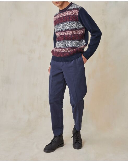 Pullover Romuald in jacquard in misto lana blu