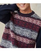 Pullover Romuald in jacquard in misto lana blu