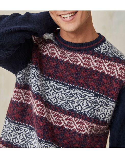 Pullover Romuald in jacquard in misto lana blu