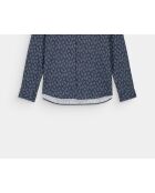 Donkerblauw hemd met bloemen Bart