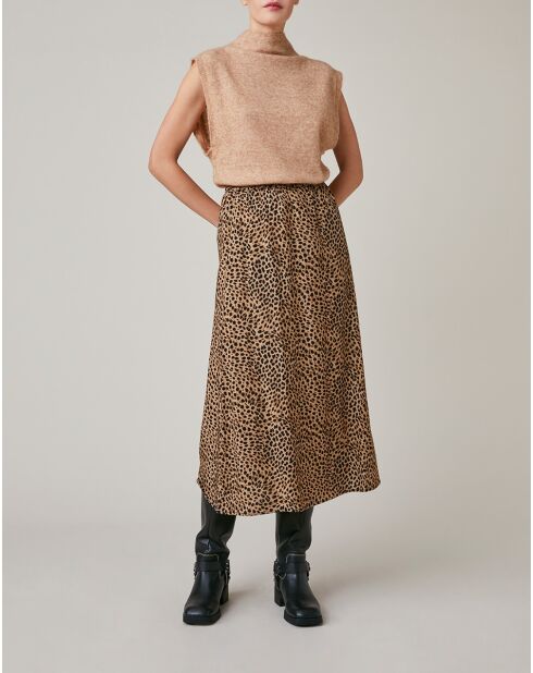 Fauve rok met luipaardprint