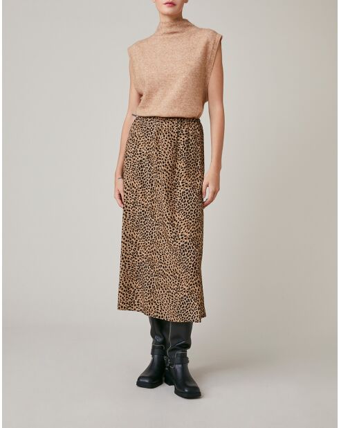 Fauve rok met luipaardprint