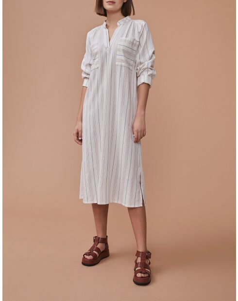 Graues ecrufarbenes Kleid Loni