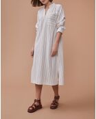 Graues ecrufarbenes Kleid Loni