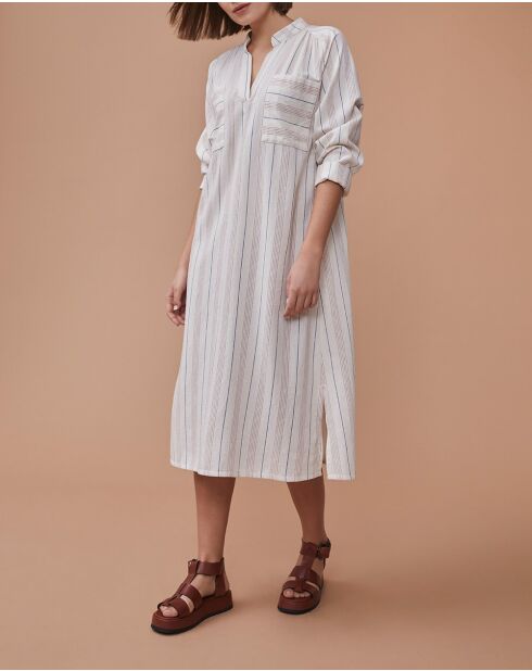 Graues ecrufarbenes Kleid Loni