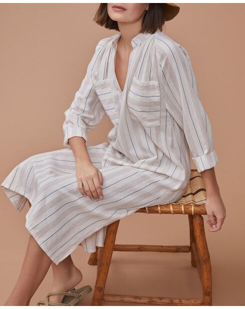 Graues ecrufarbenes Kleid Loni