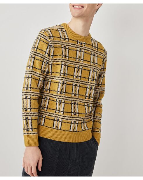Citronella-Jacquard-Pullover aus 100% Romano-Wolle