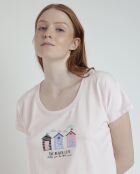 Pigiama rosa a maniche corte stile spiaggia