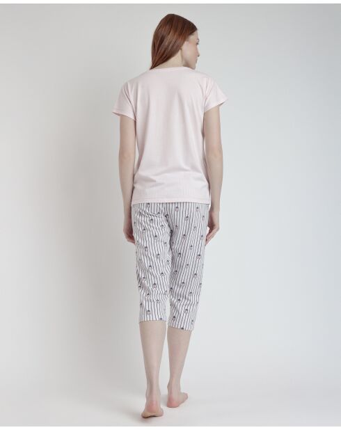 Pyjama mit kurzen Ärmeln im Strandstil in Rosa