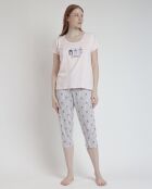 Pigiama rosa a maniche corte stile spiaggia