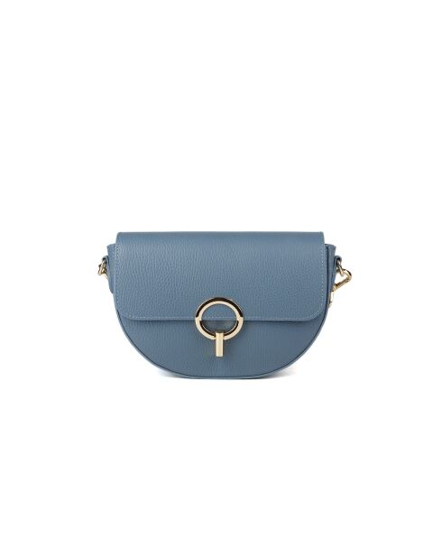 Sac GM1606 en cuir  bleu acier - 24x14x8cm