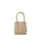 GM1590 beige grijze leren tas - 18x20x14cm