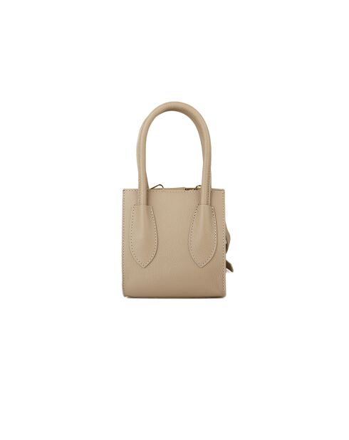 Borsa GM1590 in pelle grigia beige - 18x20x14cm