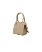 GM1590 beige grijze leren tas - 18x20x14cm