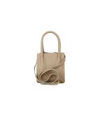 GM1590 beige grijze leren tas - 18x20x14cm