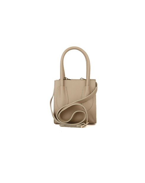 Borsa GM1590 in pelle grigia beige - 18x20x14cm