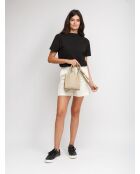 GM1590 beige grijze leren tas - 18x20x14cm