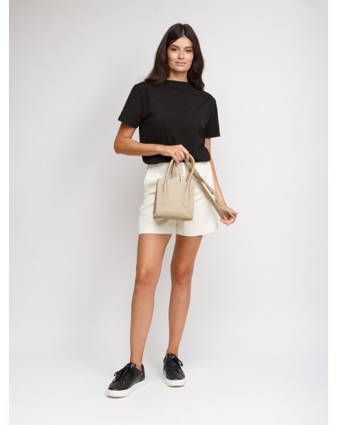 Borsa GM1590 in pelle grigia beige - 18x20x14cm