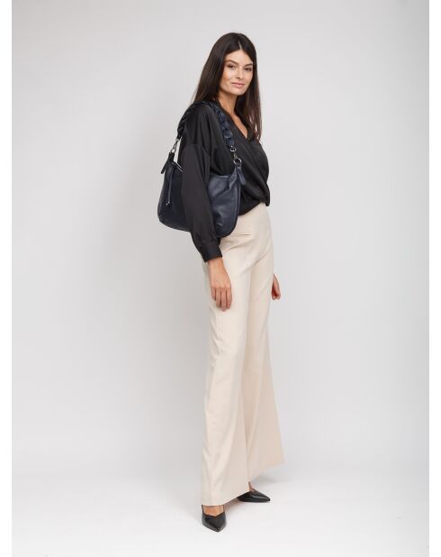 GM1511 nachtblauwe leren tas - 42x26x7cm