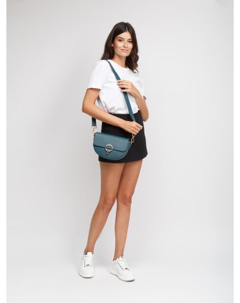 GM1606 donkerblauwe leren tas - 24x14x8cm