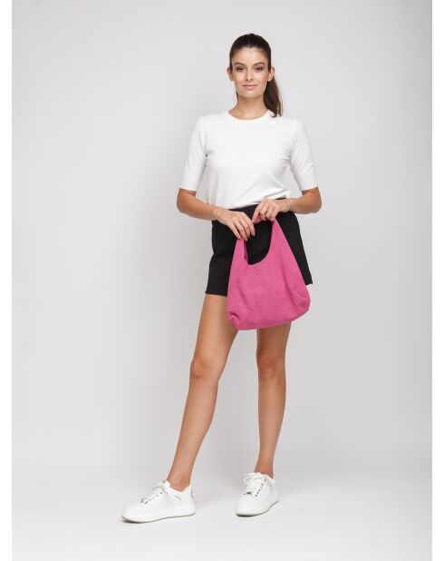 GM1574 fuchsiafarbene Ledertasche - 32x20x10cm