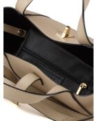 GM1593 beigegraue Ledertasche - 30x20x14cm