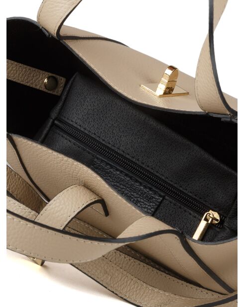 GM1593 beigegraue Ledertasche - 30x20x14cm