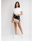 GM1586 beige grijze leren tas - 30x17x10cm