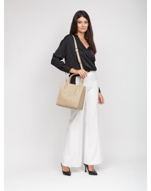 Borsa GM1561 in pelle grigia beige - 25x27x17cm