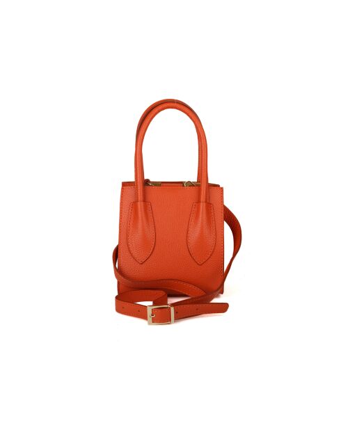 GM1590 terracotta leren tas - 18x20x14cm