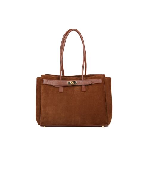 Bolso GM1630 de piel marrón nogal - 35x24x13cm