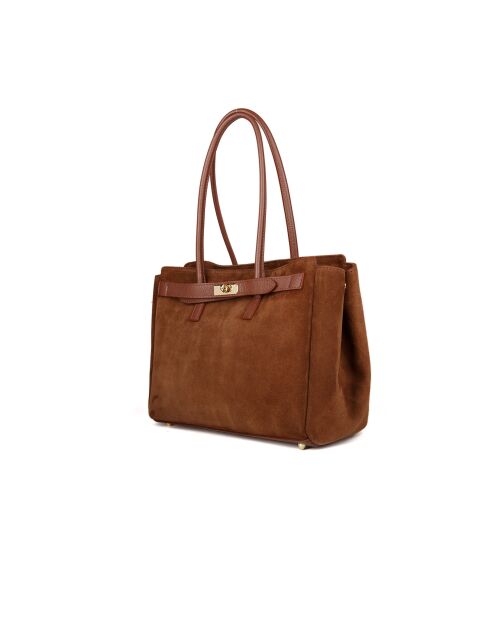 Bolso GM1630 de piel marrón nogal - 35x24x13cm