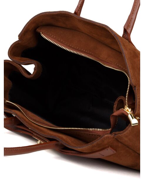 Bolso GM1630 de piel marrón nogal - 35x24x13cm