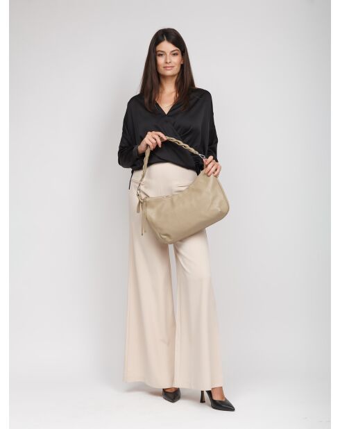 GM1511 beige grijze leren tas - 42x26x7cm