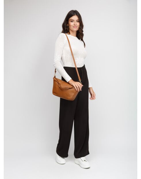 GM1586 goudbruine leren tas - 30x17x10cm