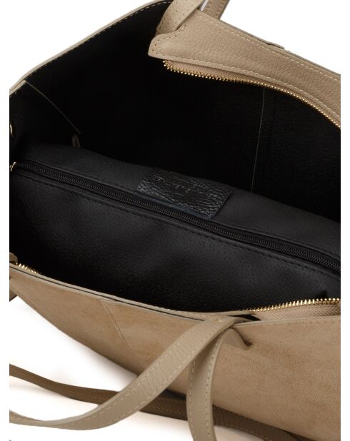 GM1592 beigegraue Ledertasche - 40 x 30 x 10 cm