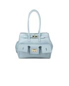 Borsa in pelle blu cielo GM1538 - 36x25x16cm